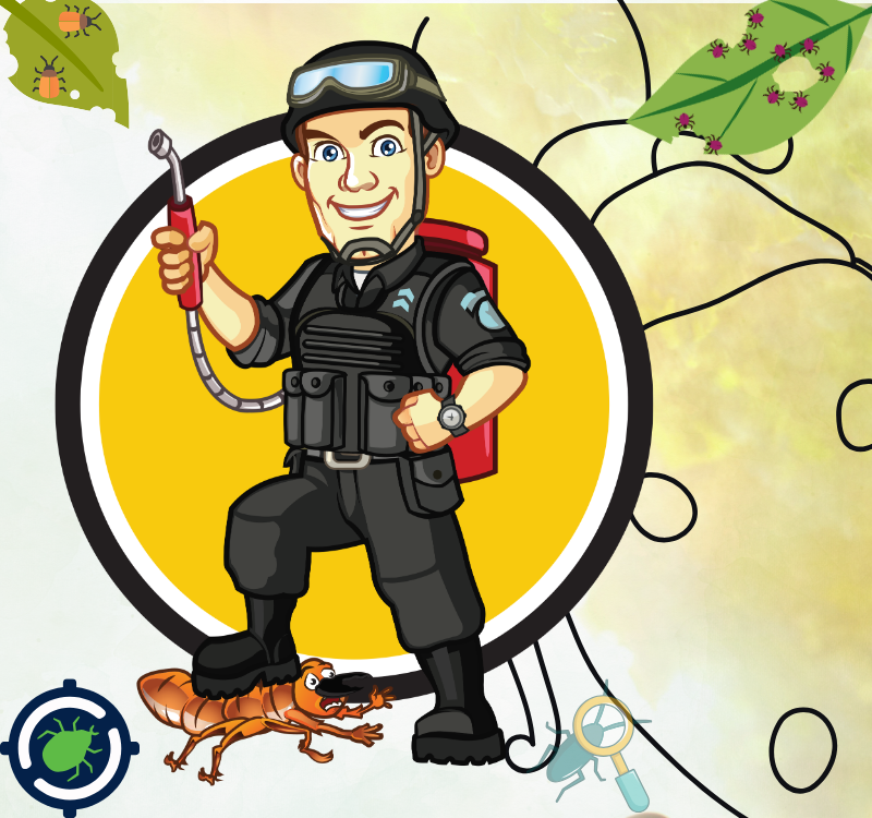 Man illustration posing for pest control